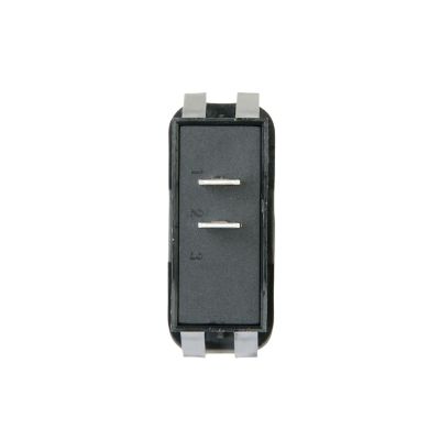 Surf N Turf Guardian rocker switch, SPST design, featuring a black rectangular shape with labeled silver prongs.