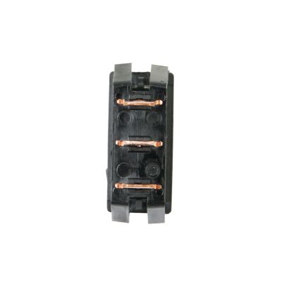 Black SPST illuminated rocker switch showing copper connectors and robust construction.
