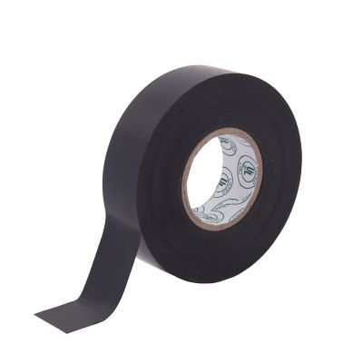 Black electrical tape roll unwinding, showcasing texture and material quality for versatile insulation use.