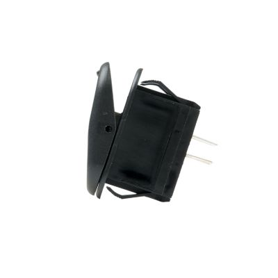 Black DPST Surf N Turf Rocker Switch with non-illuminated design, side profile showcasing the switch's robust construction.