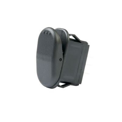 Black DPDT On-Off-On rocker switch with Surf 'N Turf design, featuring a sleek, ergonomic shape and sturdy build.