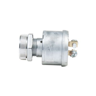 Cole Hersee 2-position ignition switch with shiny metal finish and dual screw terminals for secure connections.