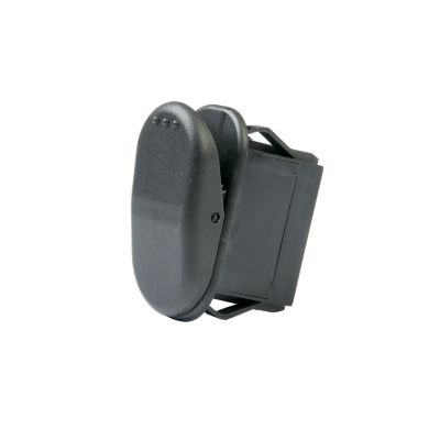 Black SPDT rocker switch with On-Off-On positions, featuring a Surf 'N Turf design, suitable for various electrical uses.