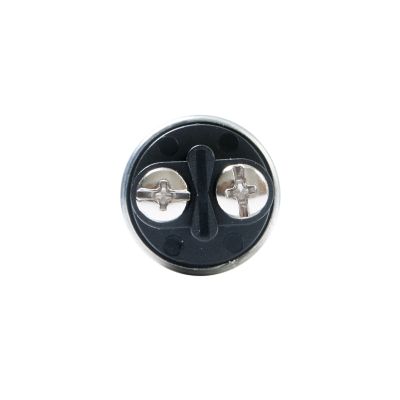 Heavy-duty metal plug socket with dual screw design, showcasing a robust construction and sleek black finish.