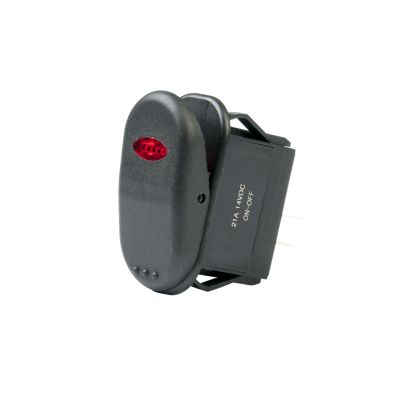 Illuminated red DPST Rocker Switch, On-Off toggle for DC use, featuring Surf 'N Turf design.