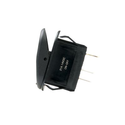 Illuminated Surf N Turf rocker switch with DPST configuration showing side view and terminal pins.