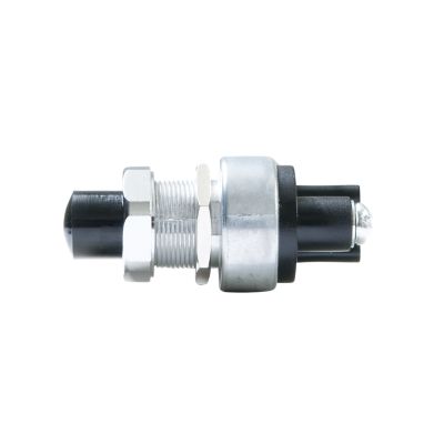 Heavy-duty mechanical stop switch with metal and plastic components, showcasing robust design suitable for industrial use.