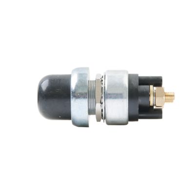 Heavy-duty industrial switch with metallic and plastic components on a white background.
