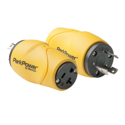 Yellow ParkPower generator plug adapters with durable design for reliable power connections.
