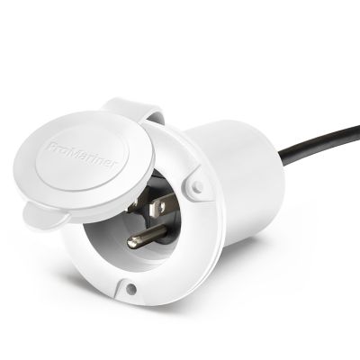 ProMariner AC plug cover and cord holder in white used to protect cords when not in use.