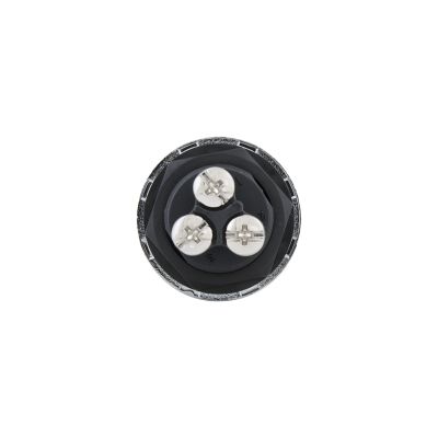 Green LED push button switch with a metal finish, showcasing its intricate back connectors, ideal for engine start control.