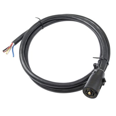 7-Way Trailer Connector Harness with RV Blade Nylon Plug and black cable for secure towing connections.