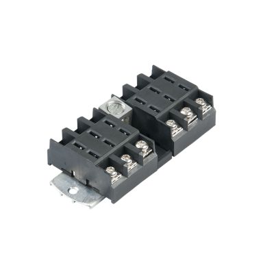 Accele Electronics 5415, black 6-ganged ATO/ATC fuse distribution block with metallic connectors for efficient power management.