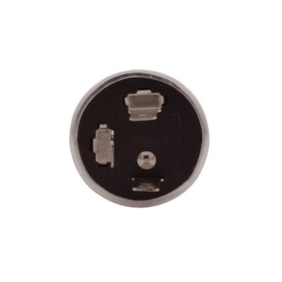 Three-pin electrical plug with a circular shape, featuring three distinct prongs for secure and stable connectivity.