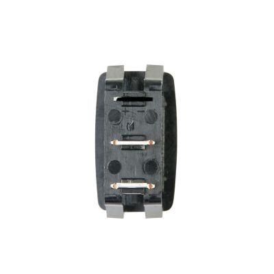 Black SPST non-illuminated appliance rocker switch with visible terminals and durable casing for efficient electrical control.