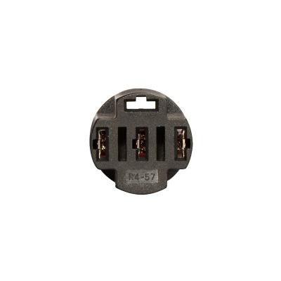 Rocker switch mounting harness with a round hole design, showing slots for connectors and a circular structure.