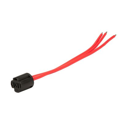 Round hole rocker switch mounting harness with red wires and black connector, ideal for electrical installations.