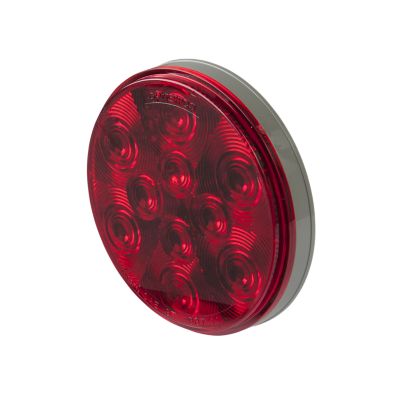Red LED tail light, 10-diode design, for stop/turn/tail applications, showcasing circular lens pattern.