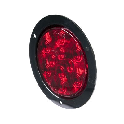 Red LED light with 10 diodes and flange, used for stop, tail, and turn signals.