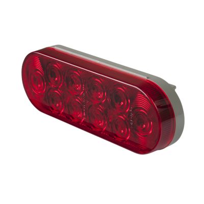 Oval red LED light with 10 diodes for stop, tail, turn signals, offering clear visibility and modern design.