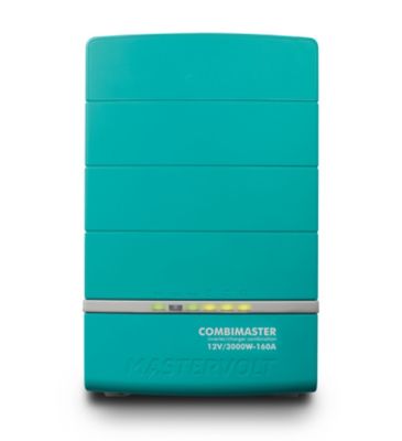 Teal Mastervolt CombiMaster inverter/charger with LED indicators and sleek design for efficient power management.