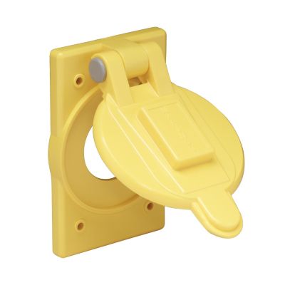 Yellow Marinco weatherproof cover with a lift lid for 30 Amp, 12V applications.