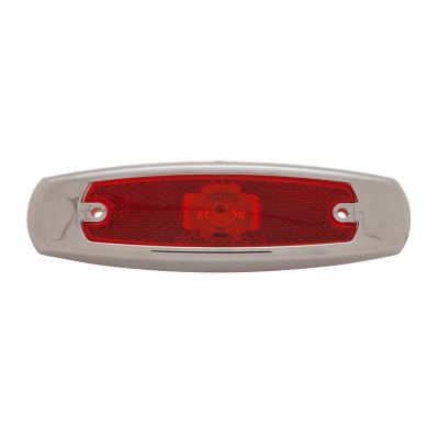 Rectangle flush mount LED marker light with red lens and metallic frame, designed for vehicles or trailers.