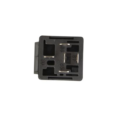 Black 30 Amp NO relay with multiple connection points, featuring a compact design and durable casing.