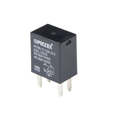 Micro change-over relay with NC/NO ISO-280, 12VDC, and 25/35A capacity, featuring a flux-tight design with diode.