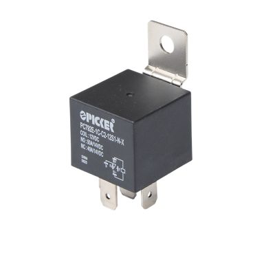 Picker PC792E-1C-C2 Relay, black cube design, steel bracket, visible pins, for 12VDC applications.