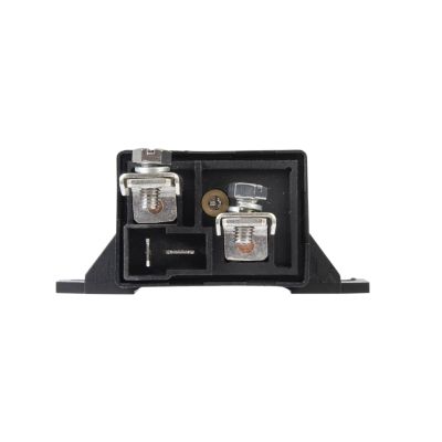 NO Picker Relay with 75 Amp capacity, featuring dual bolt terminals and a sturdy black casing for secure electrical connections.