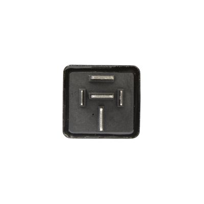 Black NC/NO relay top view with five metallic terminals, suitable for 100/150 Amp applications.