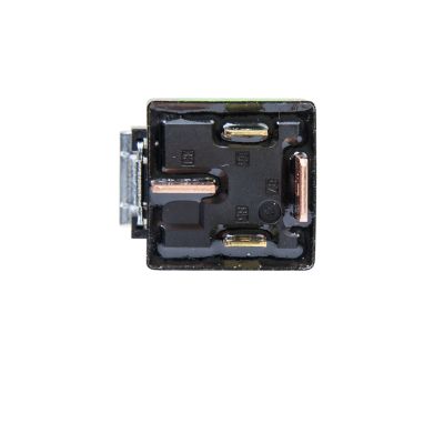 Song Chuan relay with steel bracket, showcasing copper terminals and integrated resistor for 24V DC, 25A applications.