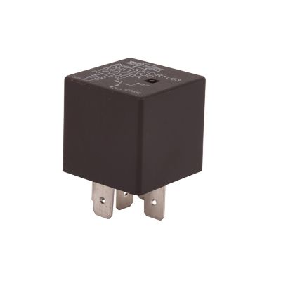 Song Chuan mini ISO relay, flux tight design, tinned terminals, NC/NO changeover, with resistor, 30/50A, 12VDC.