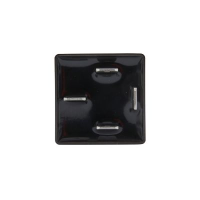 Solid state relay, Hella Mini ISO, bottom view with four metal connectors, ideal for 12V DC applications.