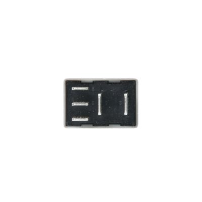 Latching relay, 30 Amp, 12V with multiple metal terminals on a rectangular black base for electrical circuits.