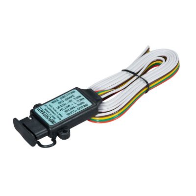 Trailer tail light converter with multicolored wires, simplifying 3-wire to 2-wire connections for enhanced vehicle lighting.