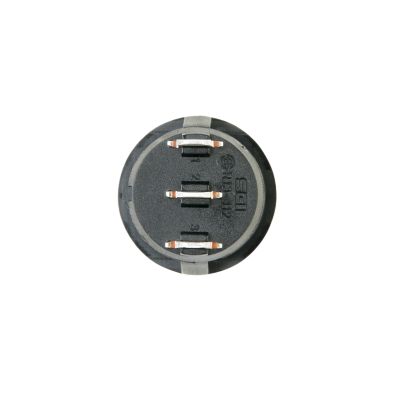 Non-illuminated round SPDT rocker switch with multiple terminals, designed for easy integration into various electronic projects.