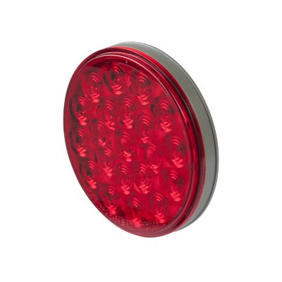 Red LED stop/tail/turn lamp with a sleek round design and vibrant illumination for enhanced vehicle visibility.