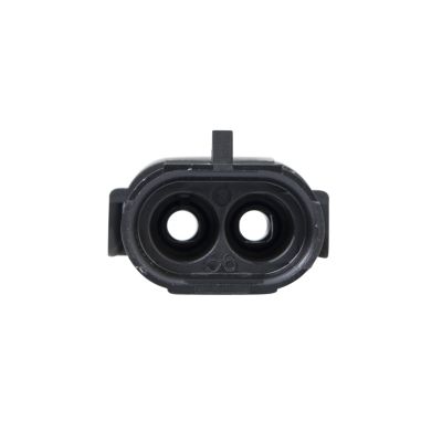 Close-up of a Weather Pack Male connector showcasing its dual-pin design, highlighting durability and waterproof capability.