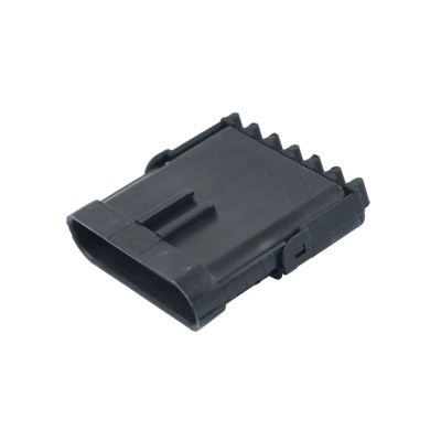 Black Aptiv Weather-Pack 6-way connector shroud male housing, ideal for secure electrical connections.