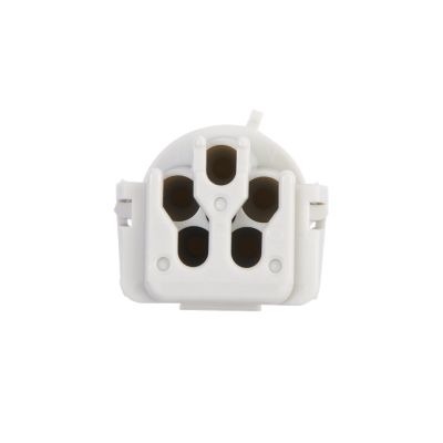 Weather Pack Male connector in white, featuring a four-hole design with a durable plastic casing, front view.
