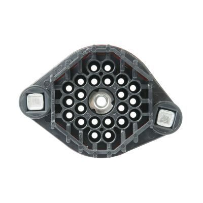 Female 22-way bulkhead connector featuring multiple ports, designed for secure weather-resistant electrical connections.
