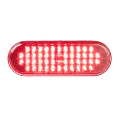 Oval LED stop, tail, turn light with 48 bright diodes, red lens, ideal for vehicle safety and visibility.