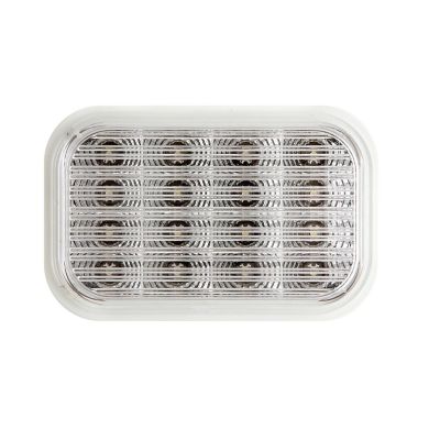 LED back-up light with 16 diodes, clear lens, and standard connection, ideal for effective vehicle safety lighting.