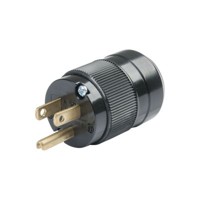 Black Marinco 5266BL plug with straight blades and ribbed grip design, NEMA 2P 3W configuration for 15 Amp use.