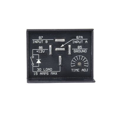 InPower VCM-03.60SA time-delay relay, on-delay function, adjustable, black casing, side view, solid state technology.