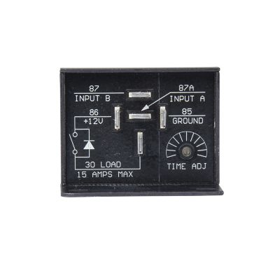 InPower VCM-03.60MA time-delay relay, featuring adjustable on-delay with solid-state design and company branding.