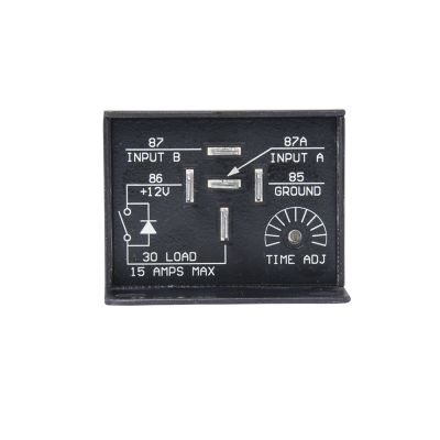 InPower VCM-04-03HA time-delay relay, off-delay, adjustable timer, 15 Amp, 12V, compact solid state design.