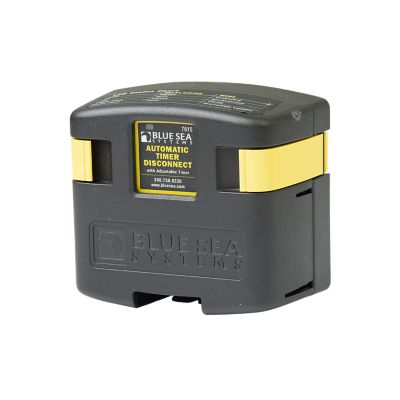 Blue Sea Systems 7615-BSS, 12V Automatic Timer Disconnect in black and yellow with company logo.